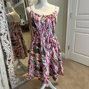 LOFT Vibrant Leaf Print Sundress